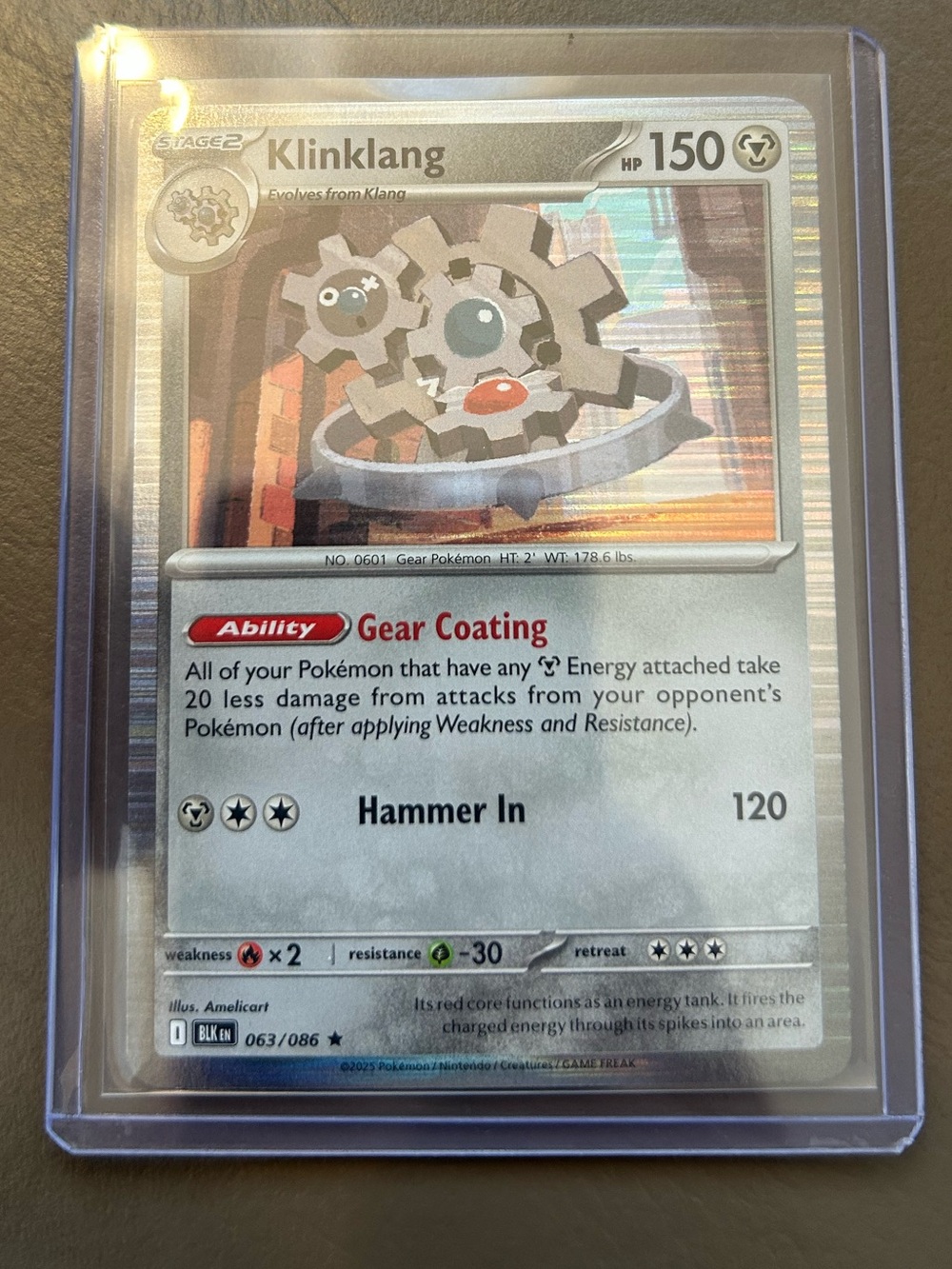 POKÉMON Klinklang Holo (063/086) from the SV: Black Bolt 2025yr/hard sleeve